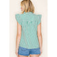 Shirts Women’s FRILLED SPLIT NECK STRIPED TOP 20952