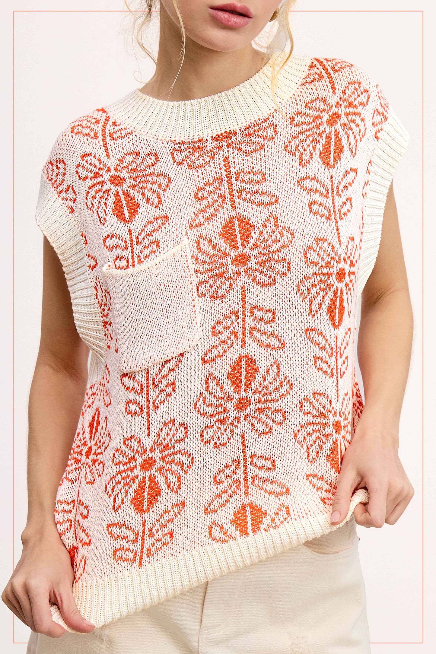 Outerwear Women’s Floral Sweater Vest MCS3587