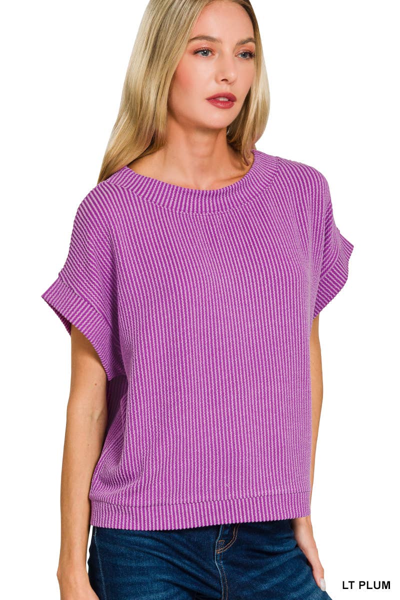 Raised Rib Cap Sleeve Top 8616Y
