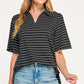 T4019 Stripe Collared Top