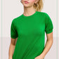 Soft Short Puffy Sleeve Basic Stretchy Knit Top MCS3600