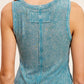 Shirts Women’s HCT7694Mineral Washed Back Patch Detail Breathable Tank Top