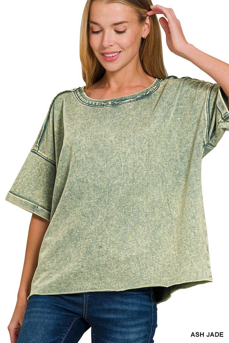 French Terry Acid Washed Tee Shirts 5314A