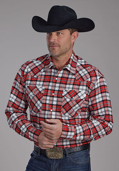 Shirts Mens Roper Plaid Flannel Pearl Snap Assorted 03-001-0522-1700AS