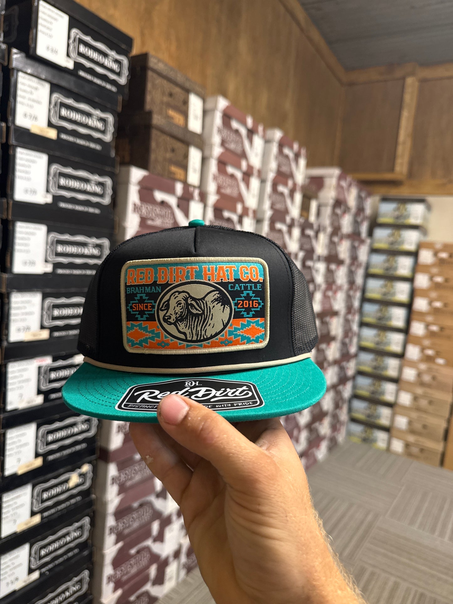 Hats Ball Caps Red Dirt Daisy Brahman  Black/Black Turquoise Bill RDHC-639