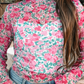 Shirts Women’s Floral Western Mesh Mock Neck Sheer Slim Fit Blouse P1015