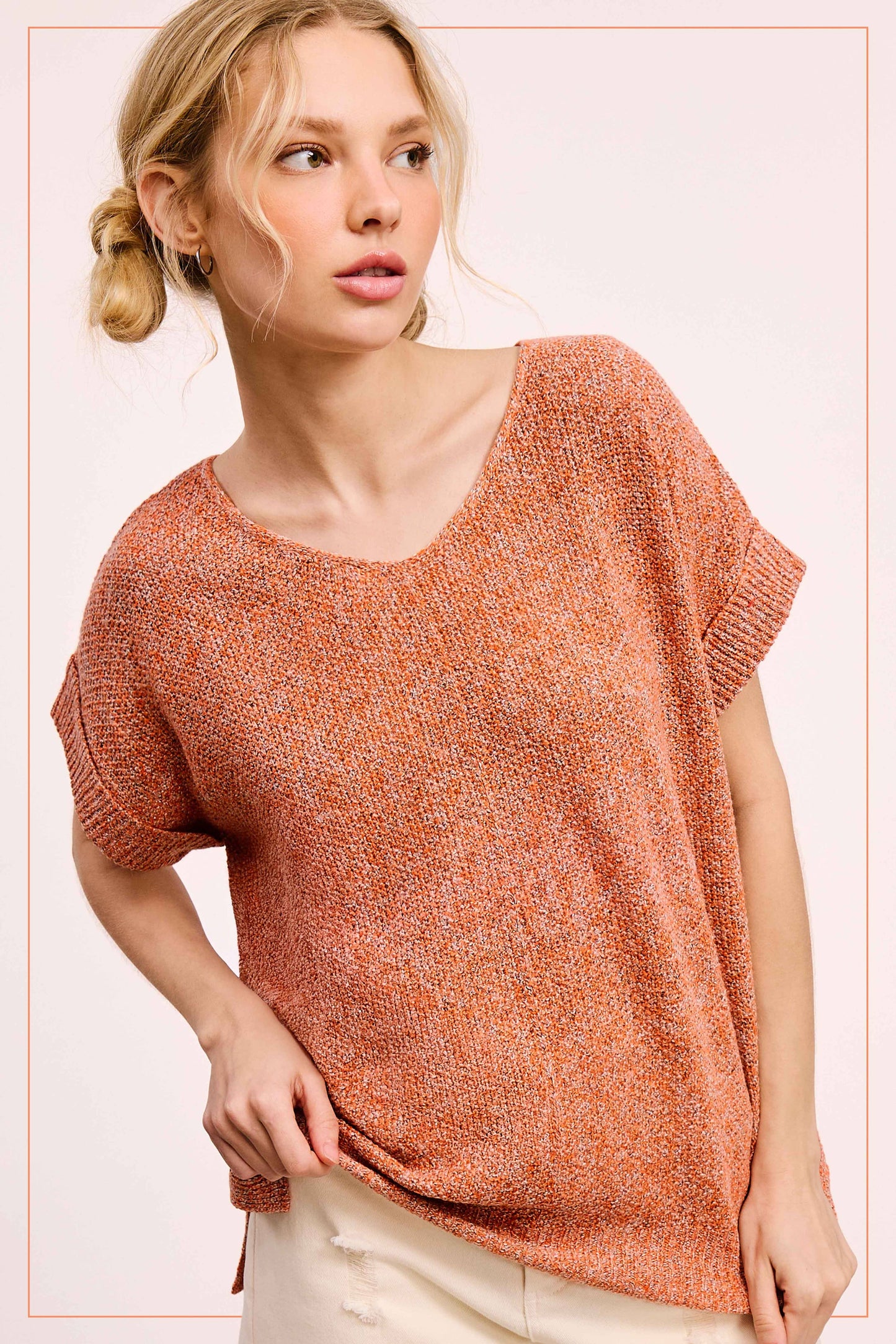 MCS3580-Soft Lightweight Loose Fit Textured Pullover Sweater