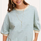 Shits Women’s Loose Fit Striped Short Sleeve Crew Neckline Top MCT7688