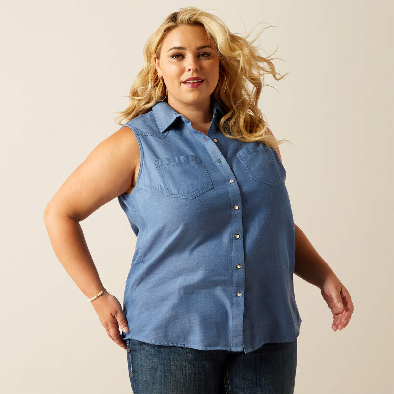 Shirts Women’s Ariat Billie Jean Sleeveless Chambray Top 1005884