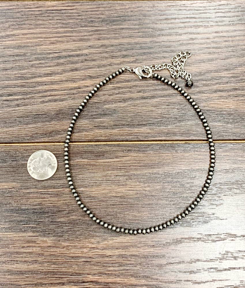 734532, 15" Handmade 4mm Navajo Bead Necklace