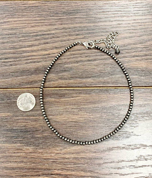 734532, 15" Handmade 4mm Navajo Bead Necklace