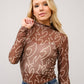 Shirts Women’s  Boots Stitch Throughout Mesh Mock Neck Fitted Top 36349T