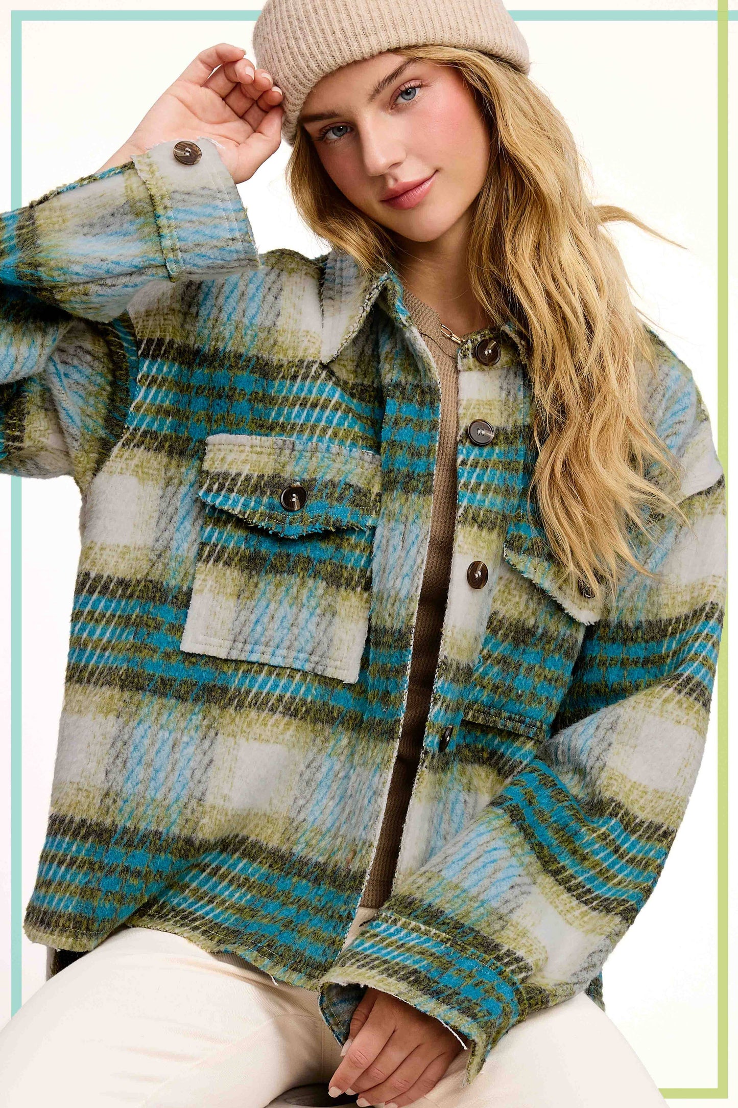 Outerwear Plaid Soft Brushed Button Down Jacket JKT1791
