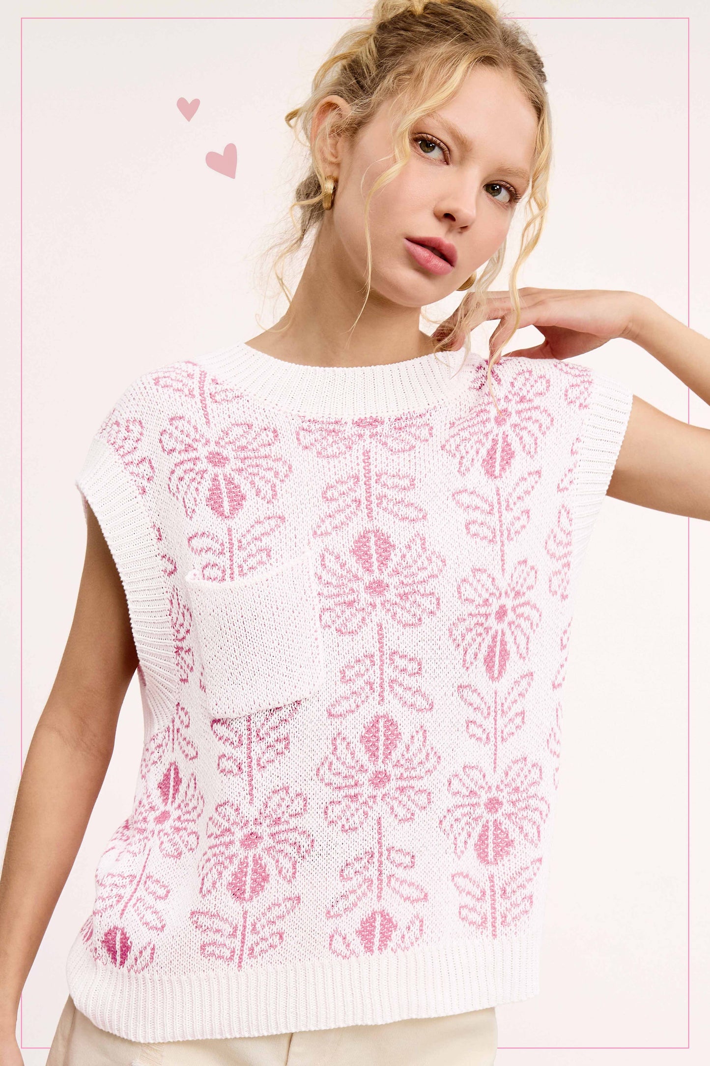 Outerwear Women’s Floral Sweater Vest MCS3587