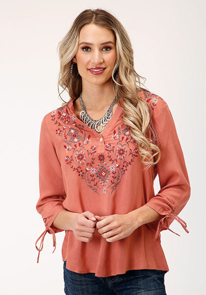 Shirt Women’s Roper Long Sleeve Coral Solid 03-050-0565-7074