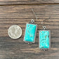 720309, 1.7" Rectangular Turquoise Earrings