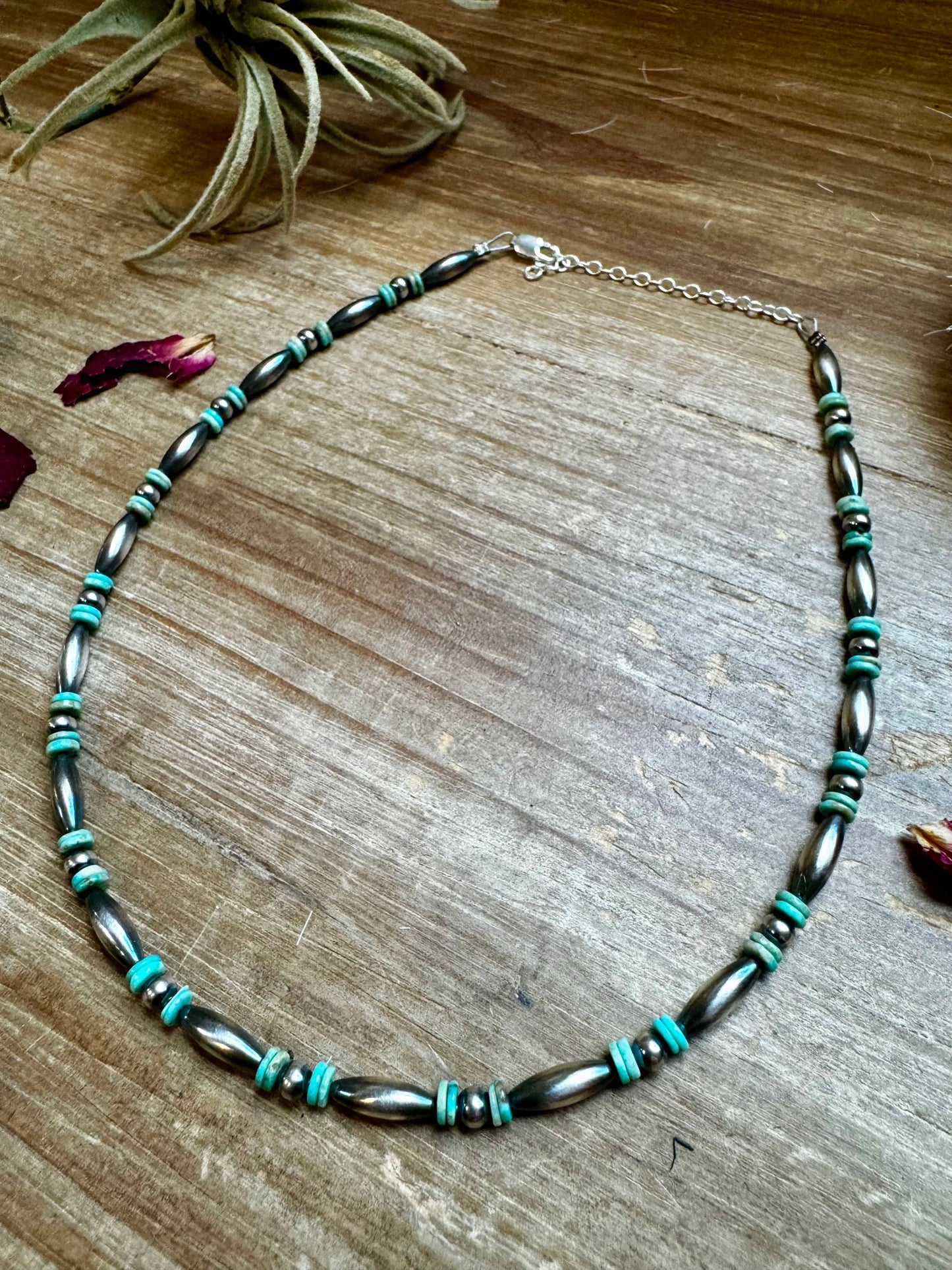 Torpedo choker Sterling Silver Pearls and turquoise choker CHO-NAV-049-TUR