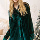 HCD9315-Soft Velvety Button Down Collar Dress