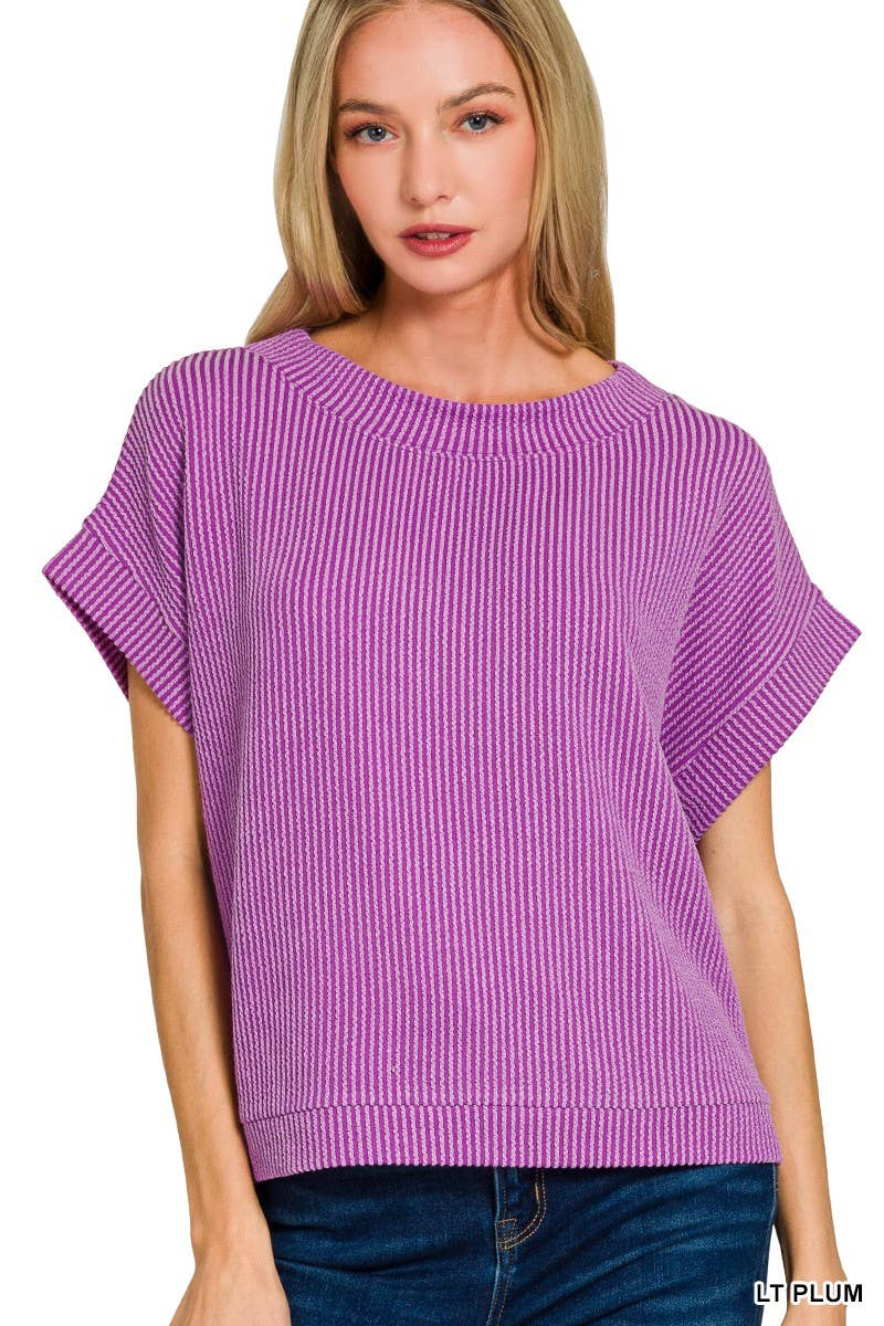 Raised Rib Cap Sleeve Top 8616Y