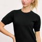 Soft Short Puffy Sleeve Basic Stretchy Knit Top MCS3600
