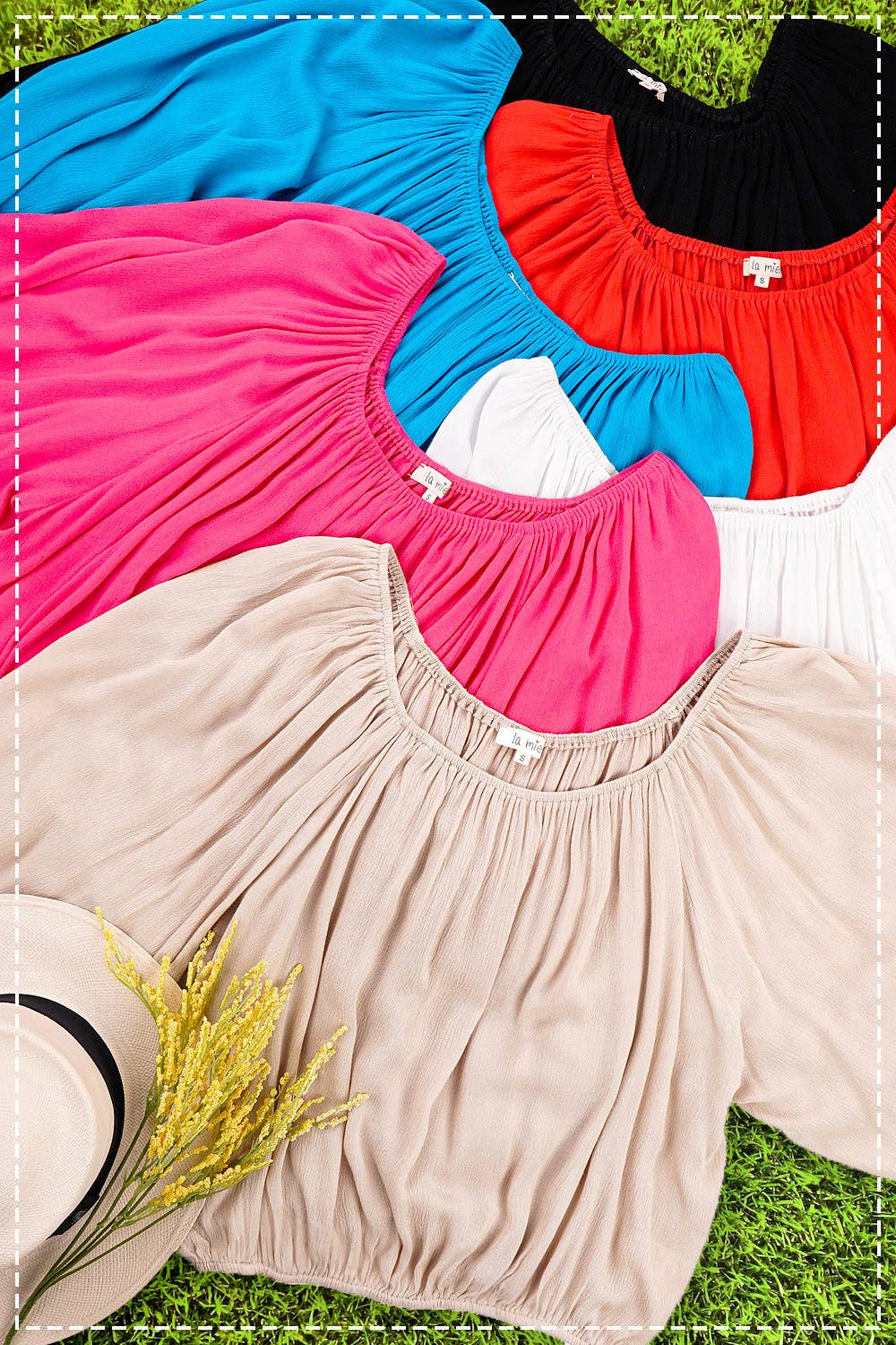 HAT7501 Breathable Fabric Off Shoulder Balloon Sleeve Top Women’s Shirts