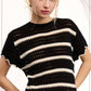 Outerwear Round Neck Scalloped Edge Short Sleeve Sweater MDS3603