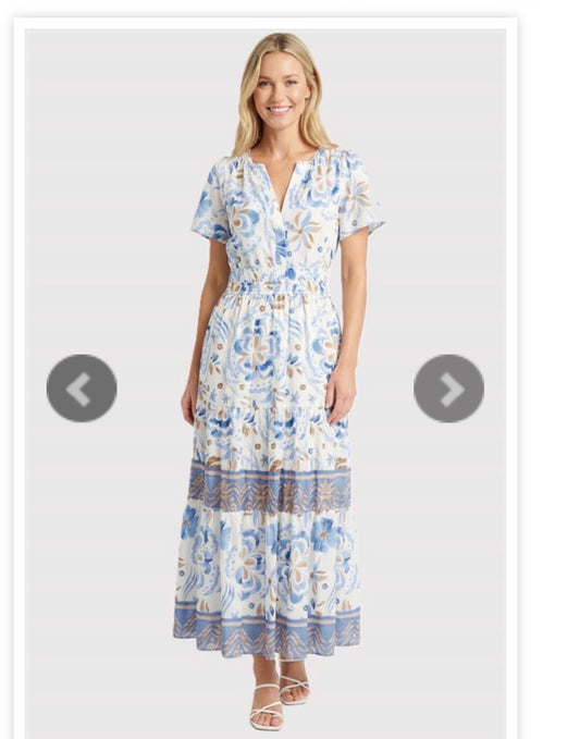 72172 Dress Women’s Blue Print with side pocket