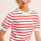 Shirts Women’s Lightweight Puff Short Sleeve Stripe Knit Top JCS3562