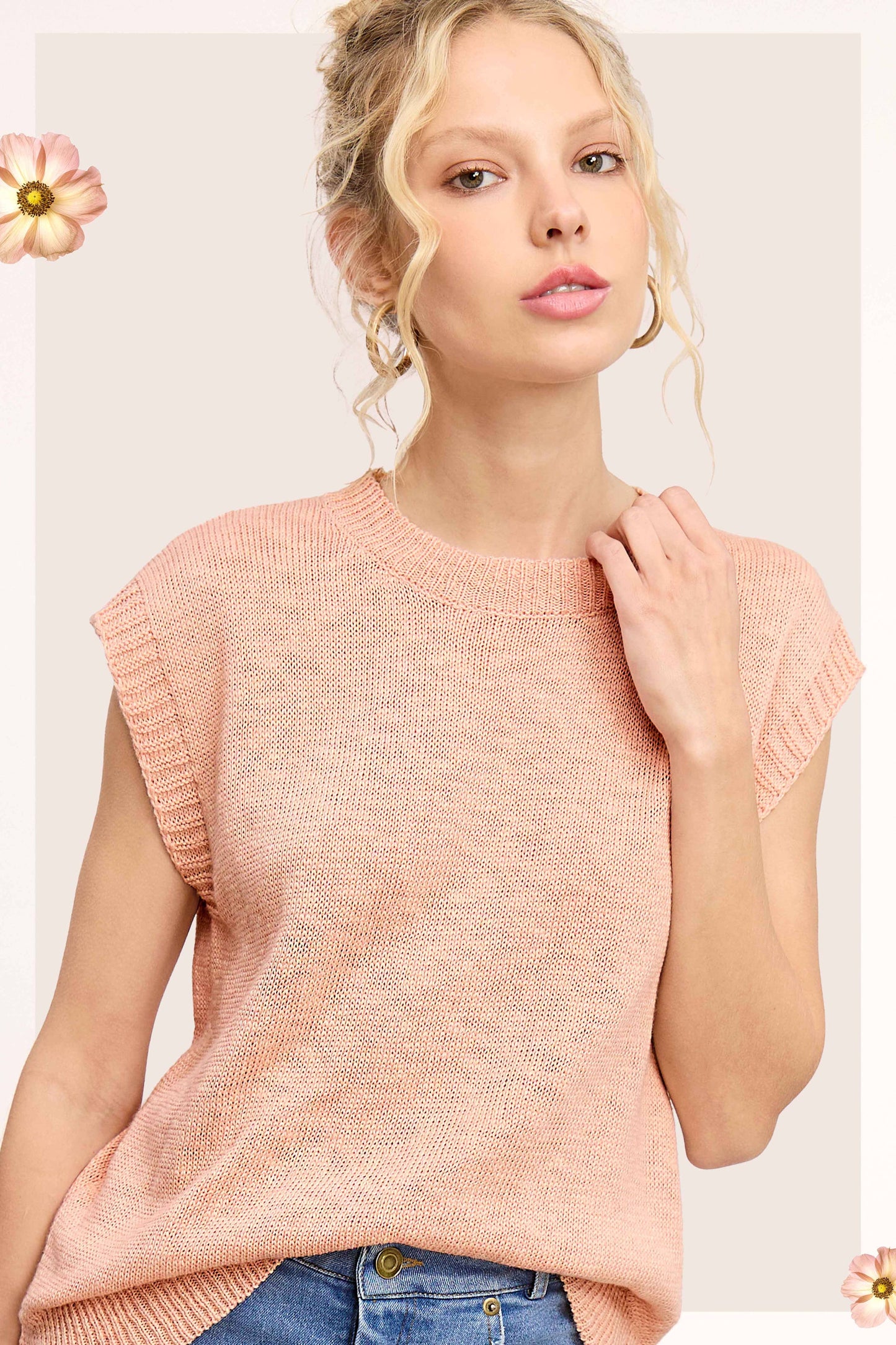 Outerwear Women’s Loose Fit Knit Sweater Vest JCS3598