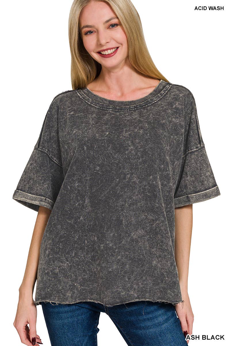 French Terry Acid Washed Tee Shirts 5314A