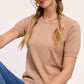 Soft Short Puffy Sleeve Basic Stretchy Knit Top MCS3600