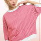 Shits Women’s Loose Fit Striped Short Sleeve Crew Neckline Top MCT7688