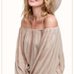 HAT7501 Breathable Fabric Off Shoulder Balloon Sleeve Top Women’s Shirts