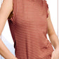 HCT7692-Stretchy Brushed Ruffle Sleeve Stripe Tank Top