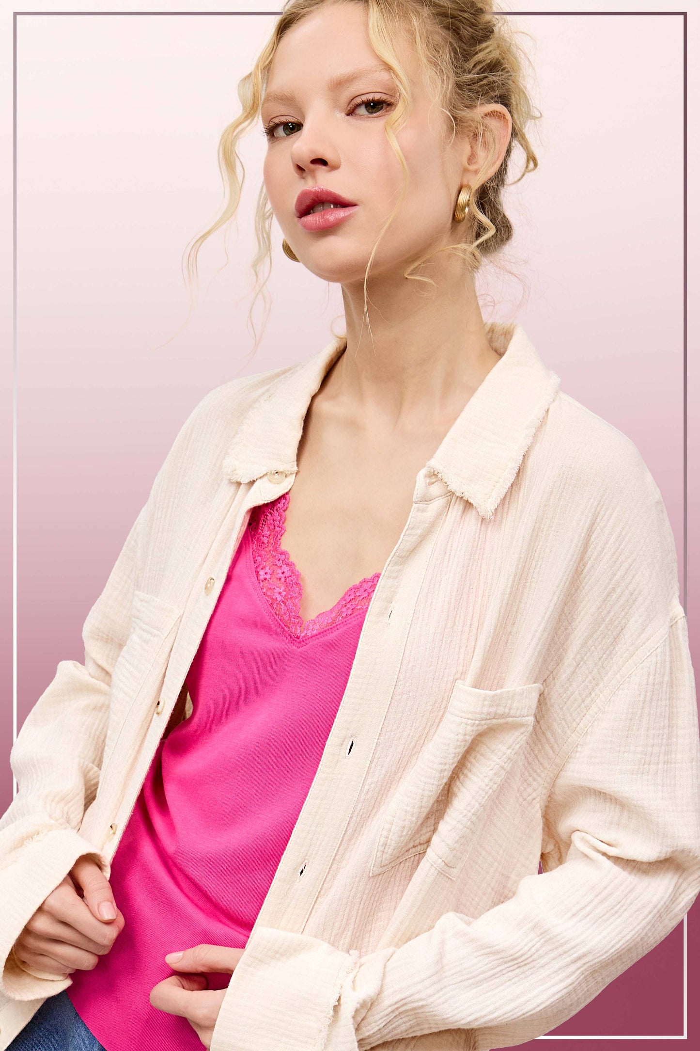Shirts  Crinkled Gauze Button Down Shirts SRT7448