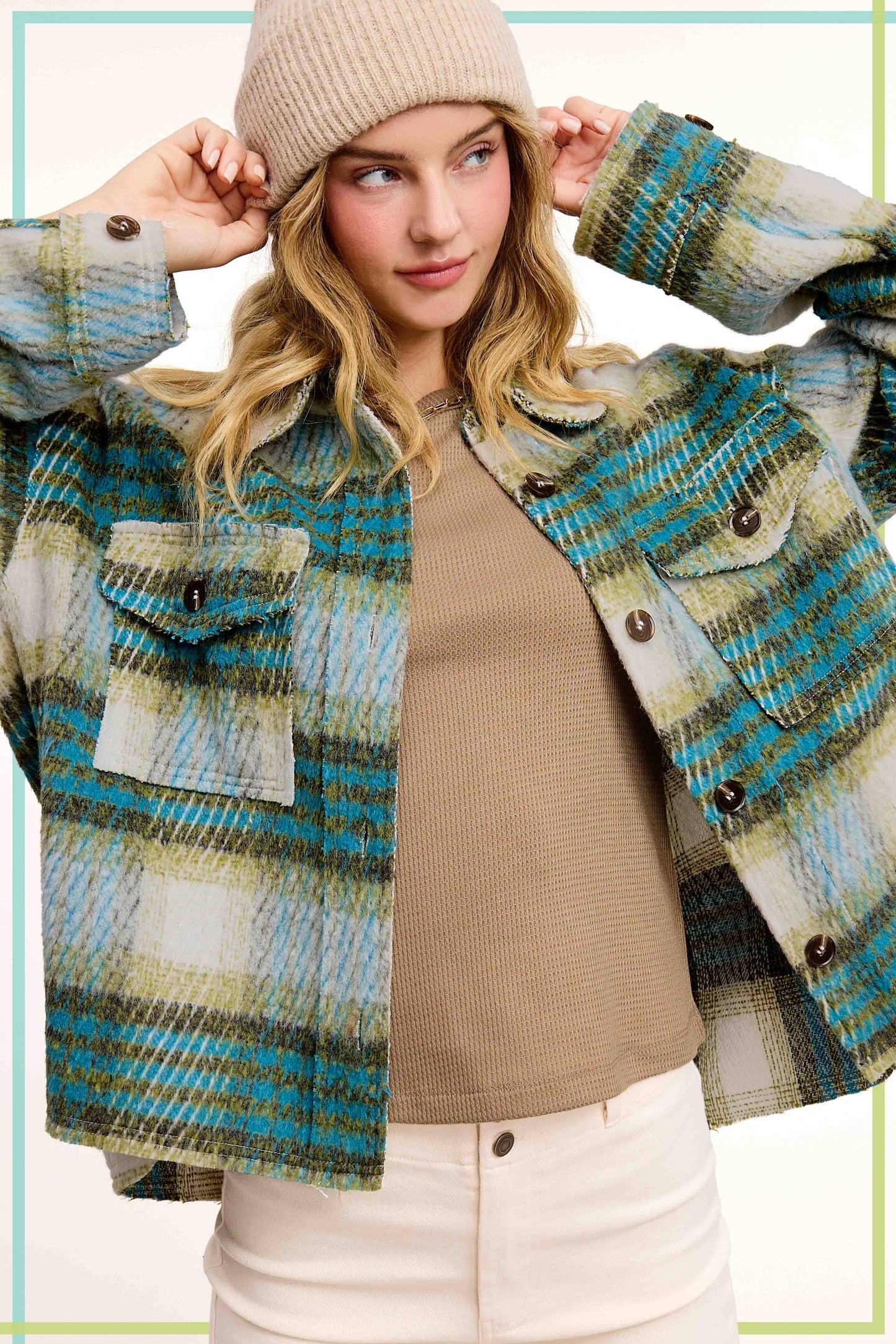 Outerwear Plaid Soft Brushed Button Down Jacket JKT1791