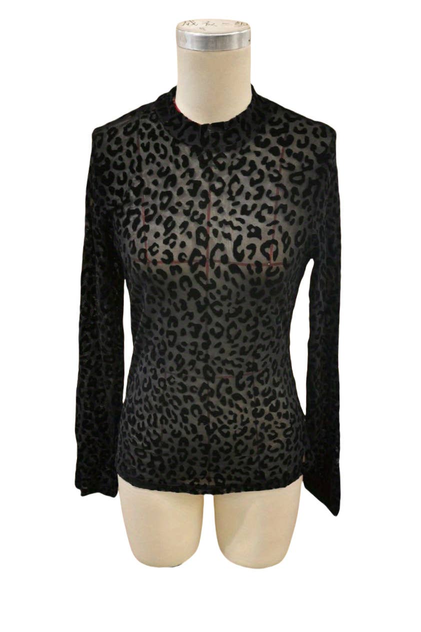 TO1494 Sheer Mesh Mock Neck Top