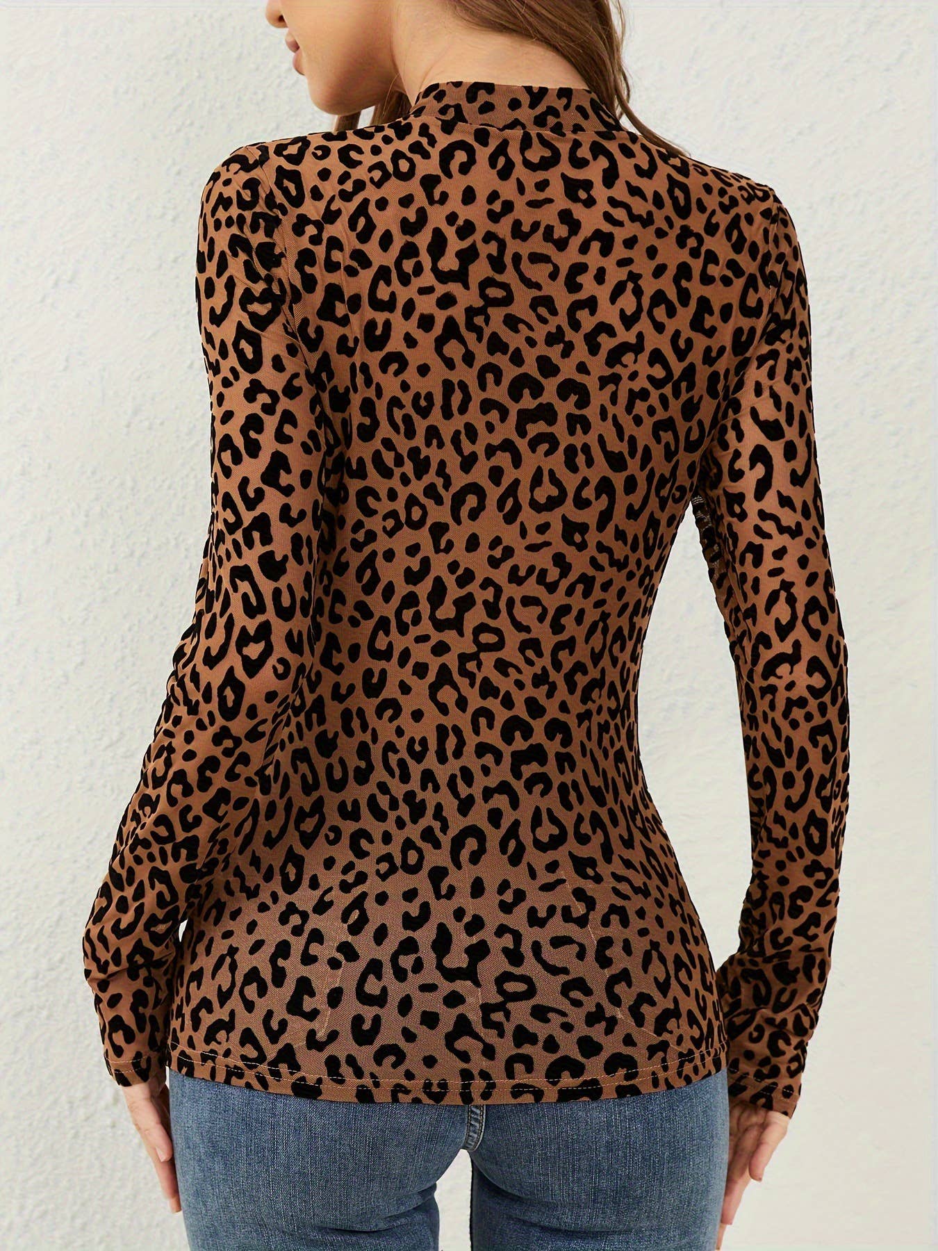 TO1494 Sheer Mesh Mock Neck Top