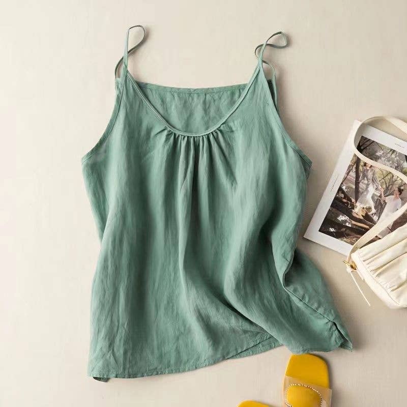 TO1185 Cotton Linen Camisole Tank Top