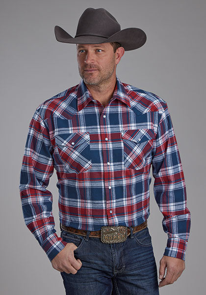 Shirts Mens Roper Plaid Flannel Pearl Snap Assorted 03-001-0522-1700AS