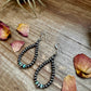 Smaller Sterling SAUCER Silver Pearls earrings teardrop and green turquoise
