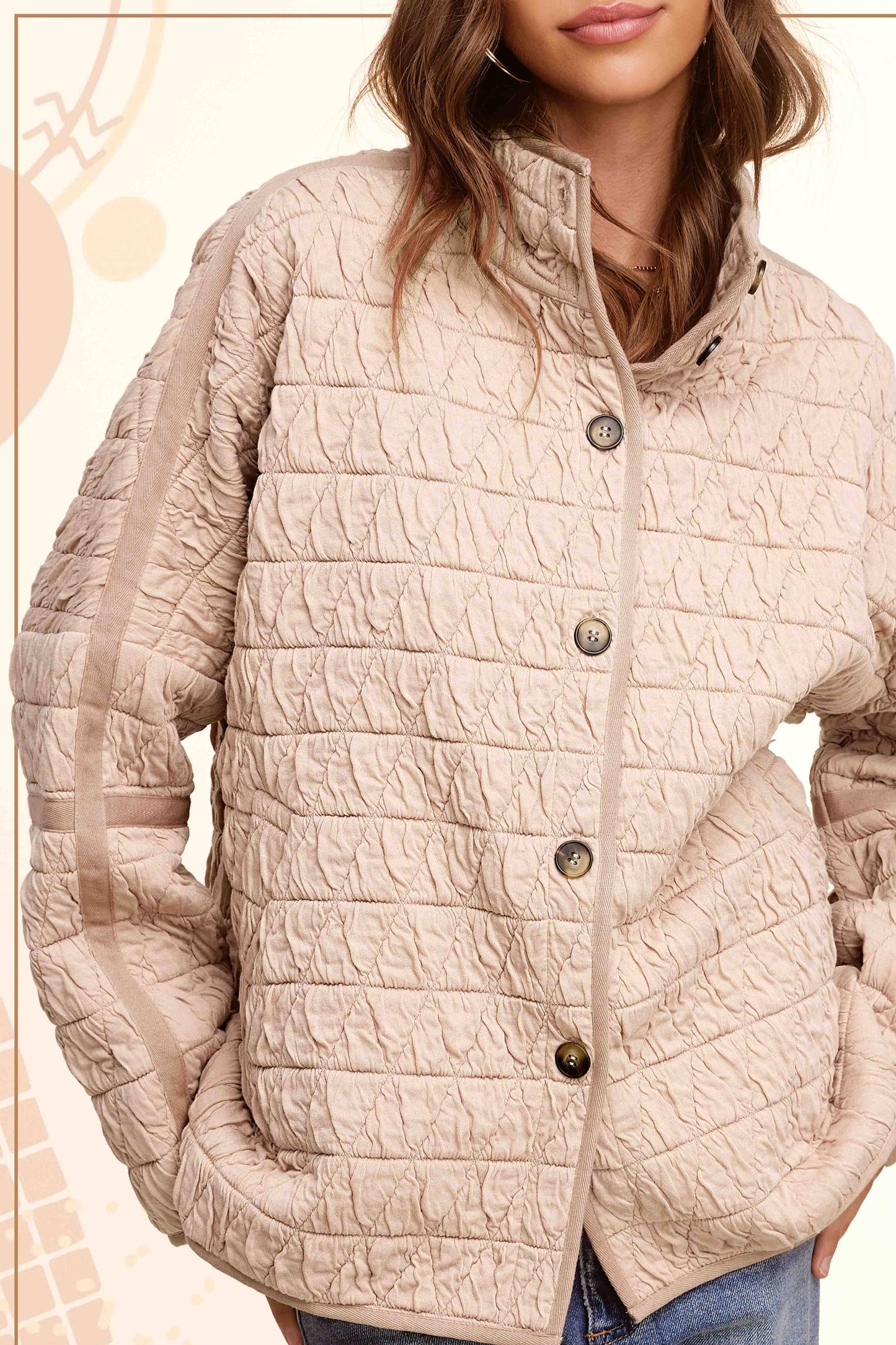 Outerwear Women’s Oversized Soft Quilted Button Down Jacket JKT1787