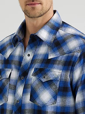 Shirts Men’s Wrangler Retro Blue Plaid Flannel 112355364