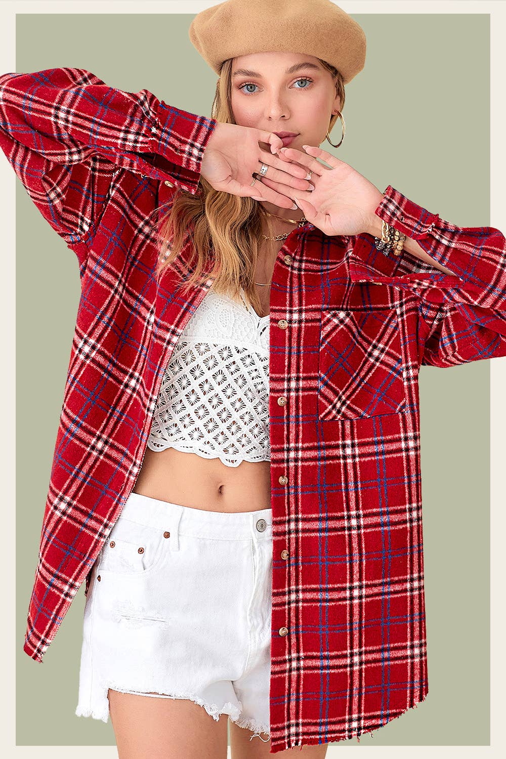 Outerwear Women’s Mineral Washed Button Down Soft Fabric SRT137