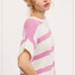 MCS3579-Boxy Silhouette Stripe Lightweight Sweater Top Outerwear Women’s