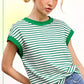 JDT7710 Shirts Women’s Nautical Cap Sleeve Striped Top 4th of july