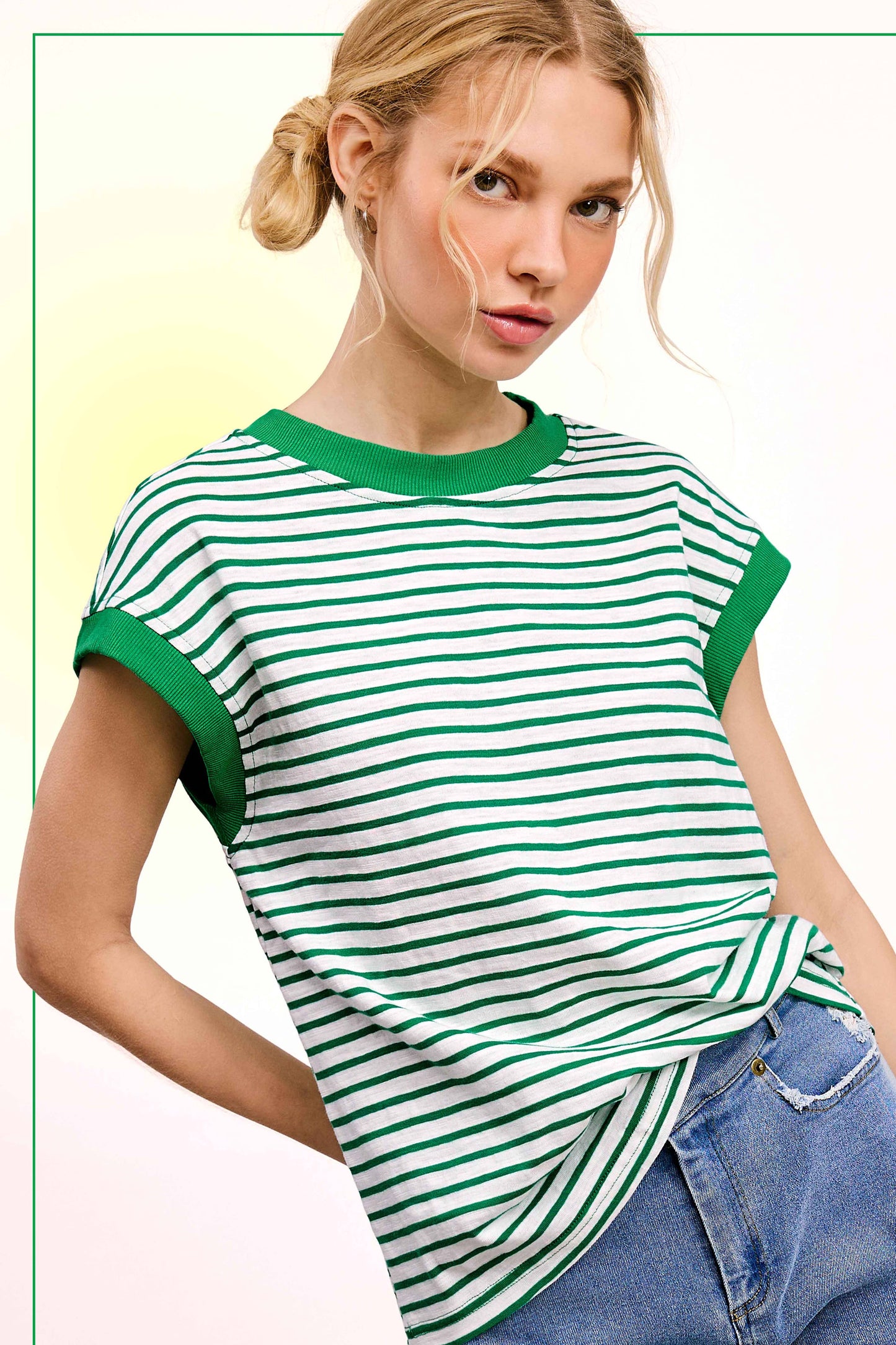 JDT7710 Shirts Women’s Nautical Cap Sleeve Striped Top 4th of july