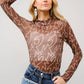 Shirts Women’s  Boots Stitch Throughout Mesh Mock Neck Fitted Top 36349T