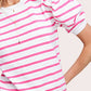 Shirts Women’s Lightweight Puff Short Sleeve Stripe Knit Top JCS3562