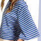 HDT7723-Striped Semi Crop Top women’s shirt with 3/4 Bell Sleeves